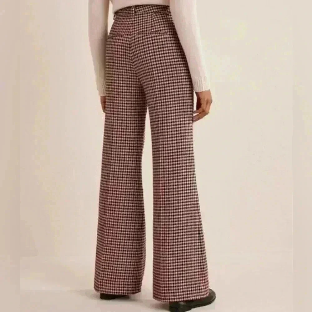 Boden Red and White Checkered Flare Pants - Picture 2 of 7